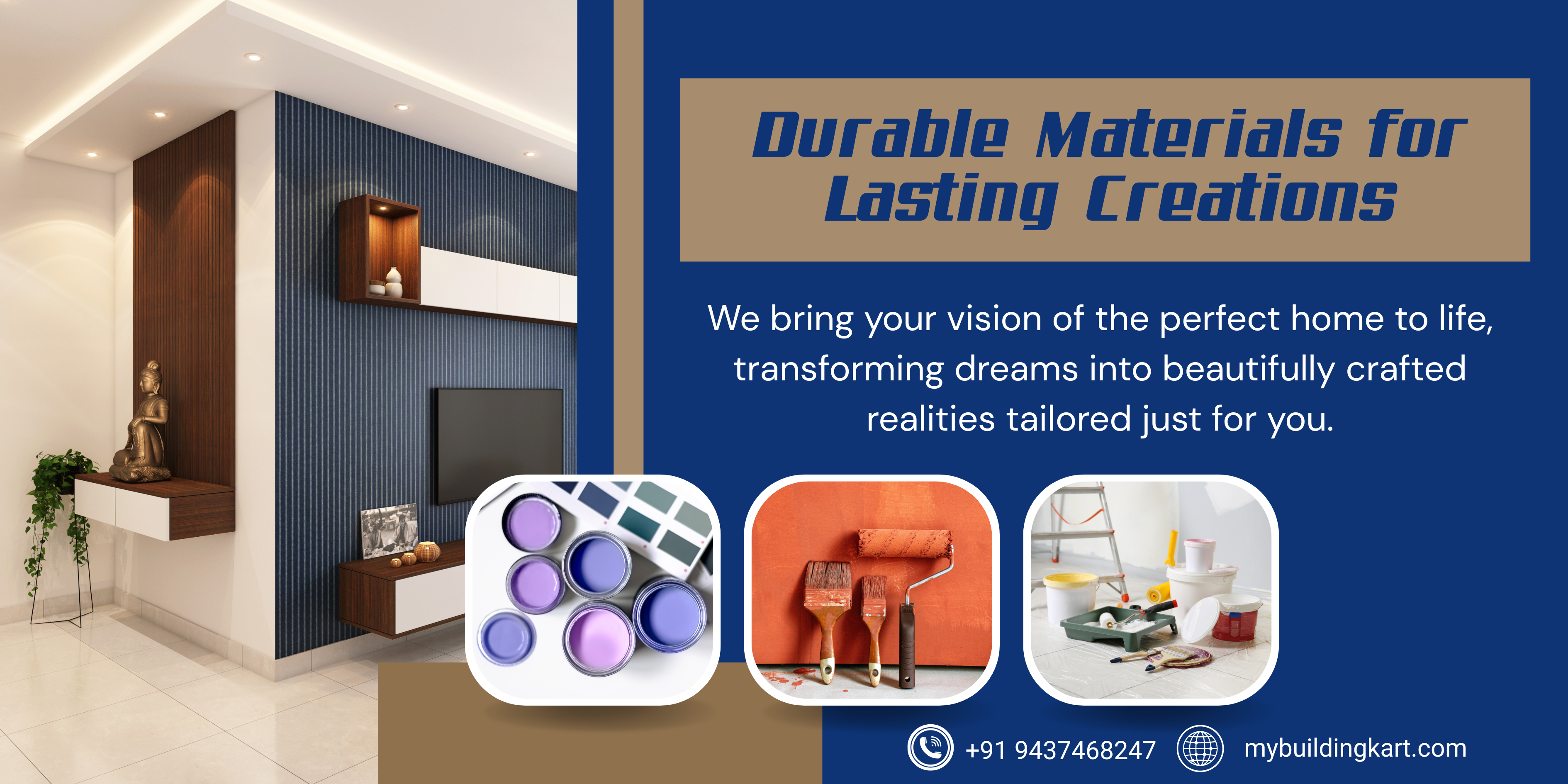 Brown Modern Real Estate Interior Instagram Post Template (3780 x 1890 px)
