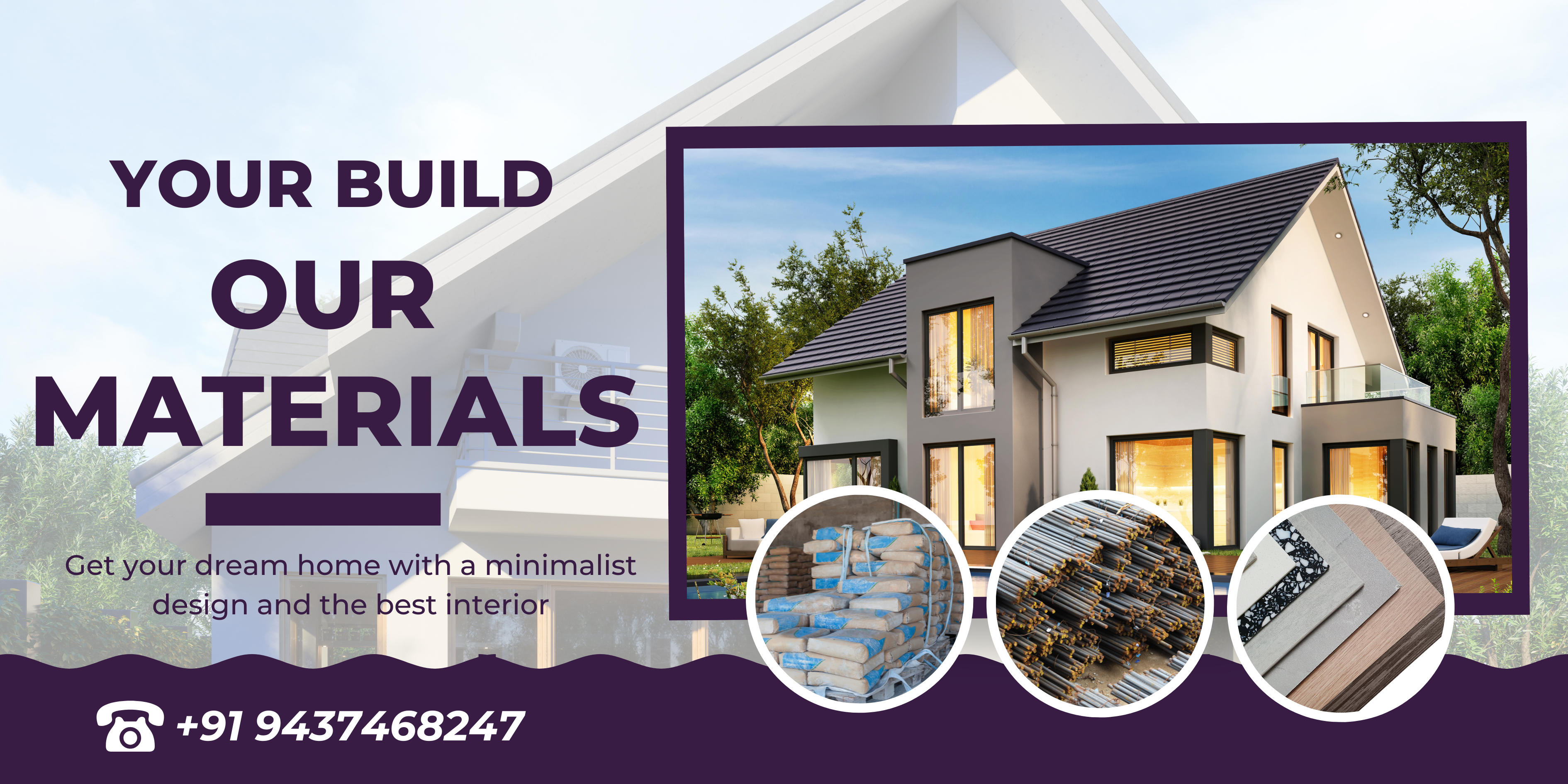 Purple White Modern Home for Sale Banner